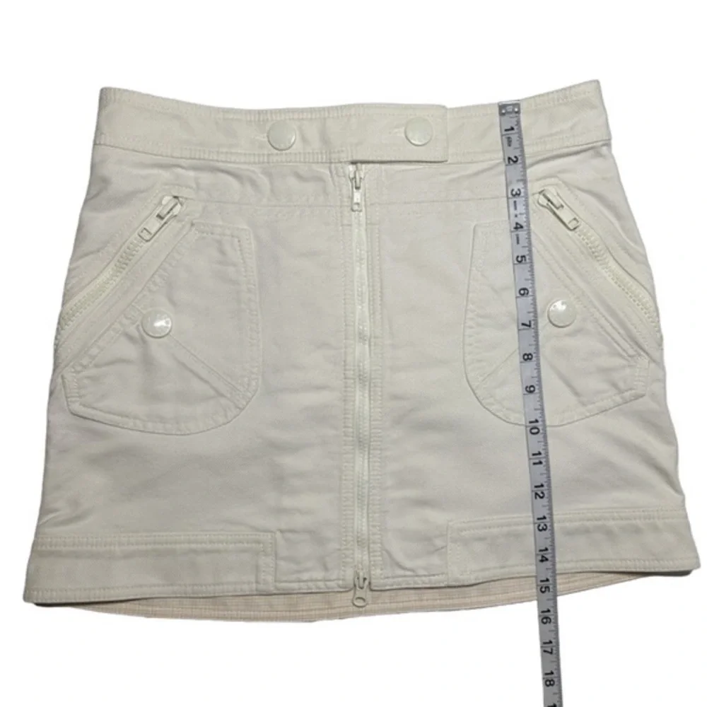 MARC JACOBS | Y2K Off White Heavy Cotton Full Zip Front Large Snaps Mini Skirt